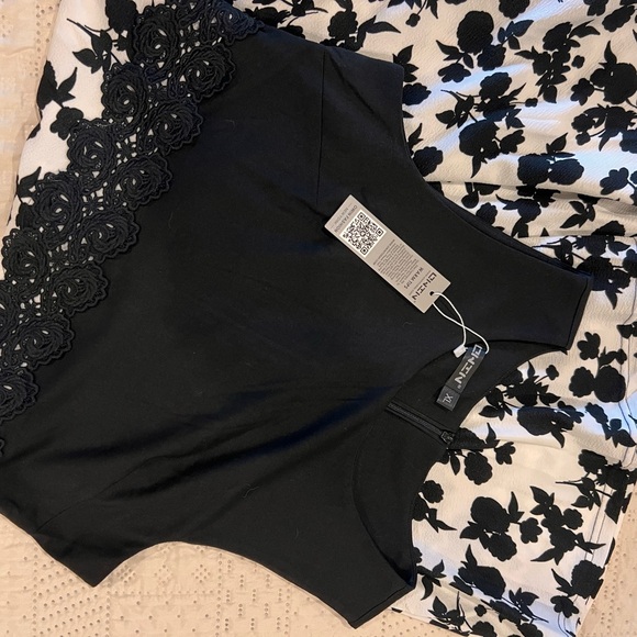 NWT OWIN Womens Floral Lace Midi Cocktail Dress - Picture 3 of 4